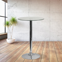 Flash Furniture CH-3-GG 23.75" Round Glass Table with 41.75"H Chrome Base